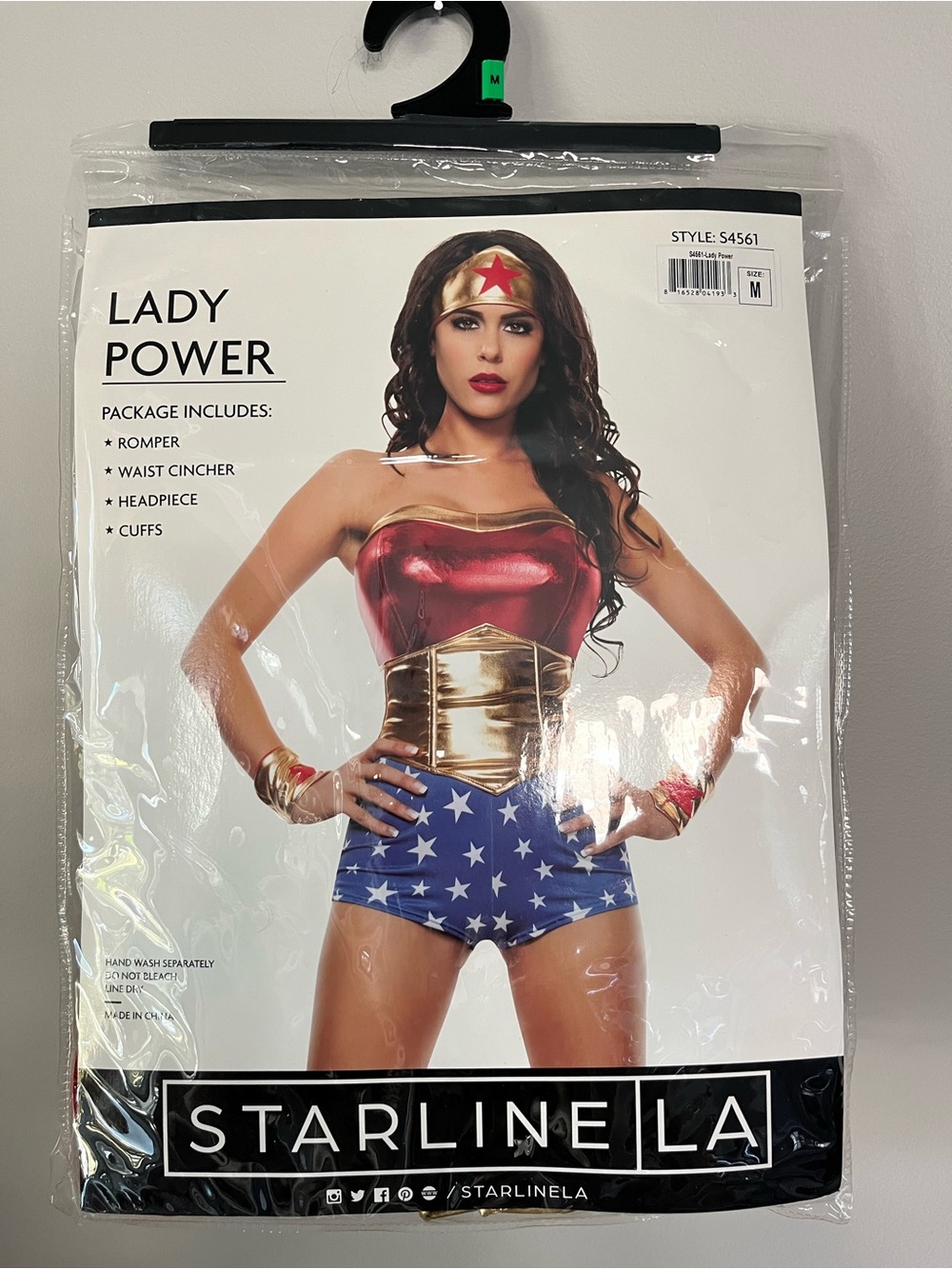 Starline LA Lady Power Wonder Costume - Red, Blue, Gold (M)